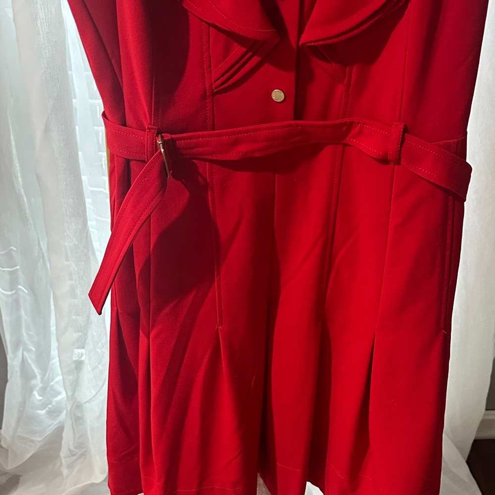 Calvin Klein Red Ruffle Midi Dress - Picture 4 of 5